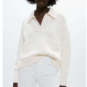 Zara Double Pocket Collared Sweater